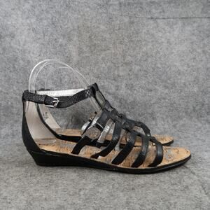 Sam Edelman Shoes Womens 7.5 Sandal Leather Caged Buckle Strappy Low Wedge Donna